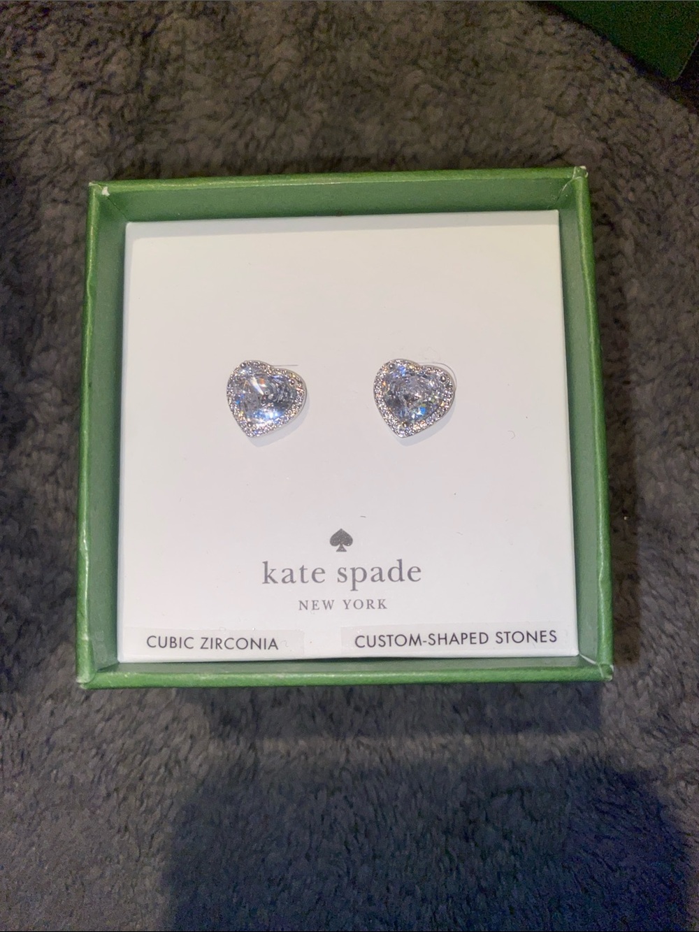kate spade Silver Heart Cubic Zirconia Halo Stud Earrings